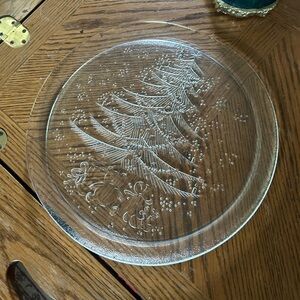 Vintage Les Verreries De Saint-Gobain Christmas Serving Platter Cake Plate